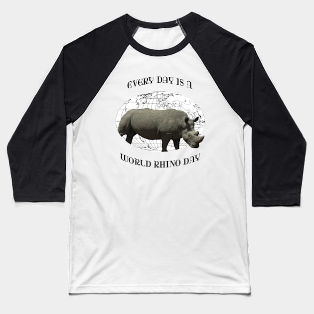 Every Day Is A Word Rhino Day Baseball T-Shirt by T-SHIRTS UND MEHR